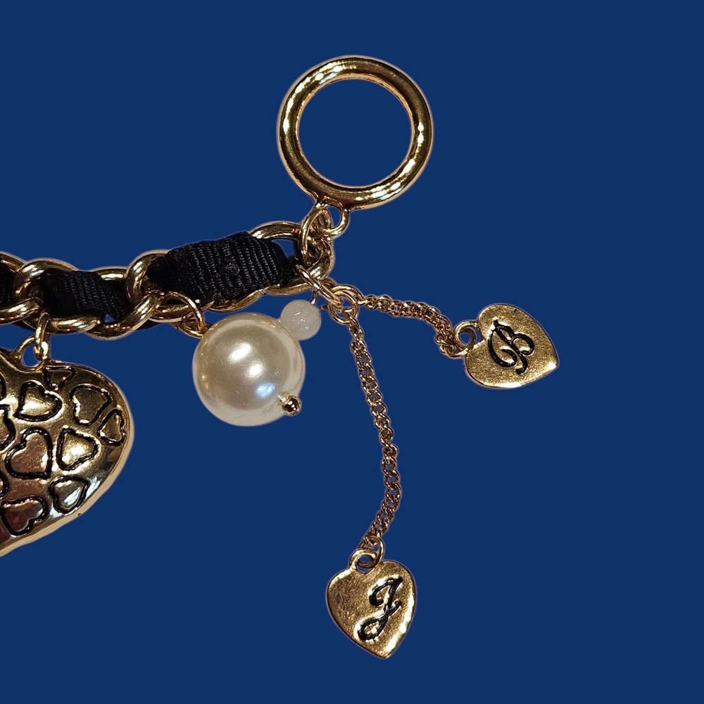 💛🐆Betsey Johnson Cheetah Big Cat Print Puffy Hearts Charm Toggle Bracelet NWOT - Picture 5 of 11